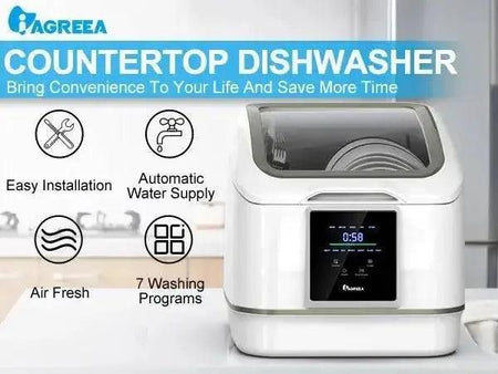 No hook up needed Portable Countertop Dishwasher, Compact Mini Dishwasher With 7 Washing Programs, Auto Water Injection, Anti-Leakage, Fruit & Vegetable Soaking, For 4 Sets of Tableware - TikTokFavorites