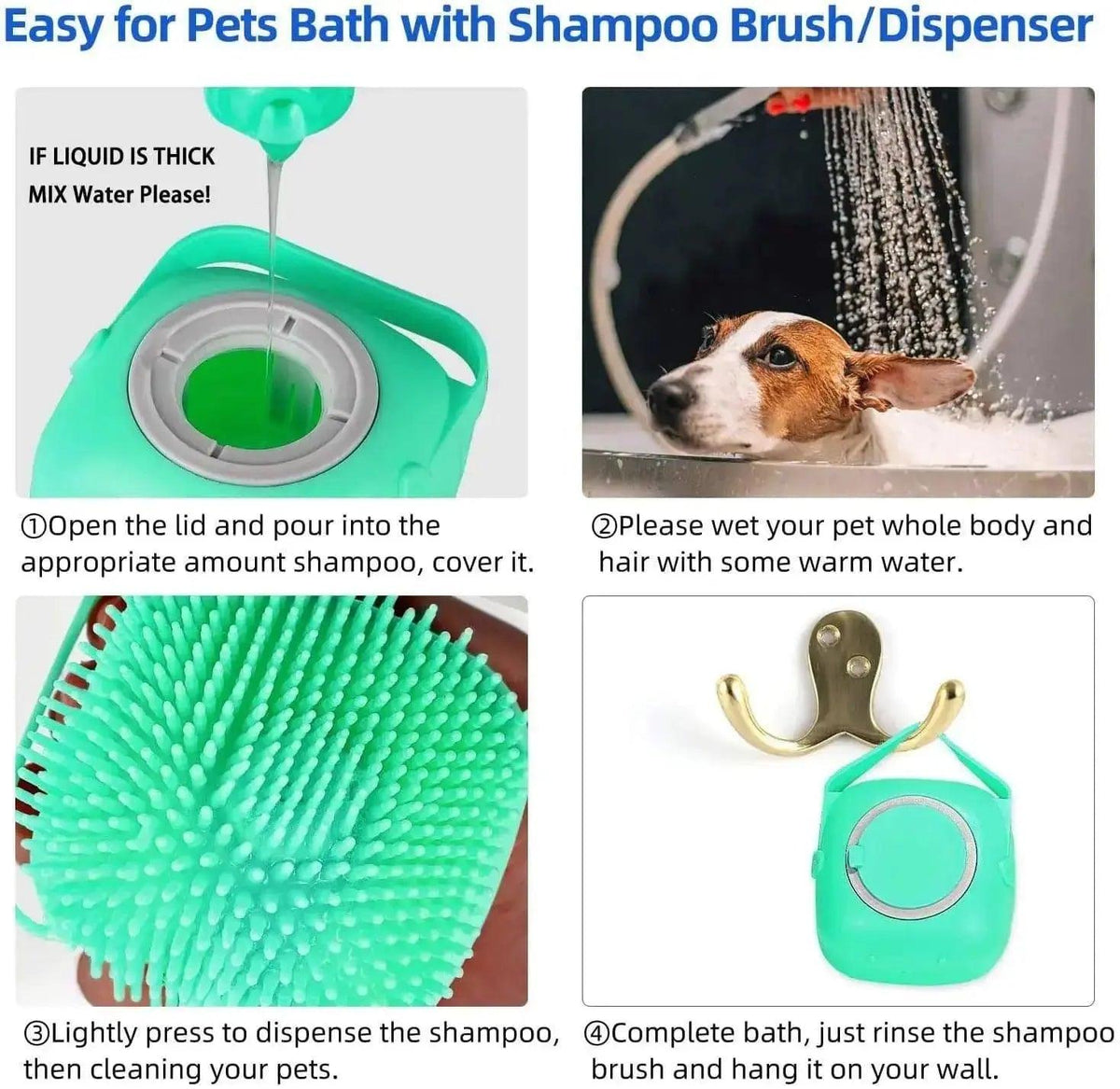 Pet Dog Shampoo Massager Brush Cat Massage Comb Grooming Scrubber Shower Brush For Bathing Short Hair Soft Silicone Brushes - TikTokFavorites